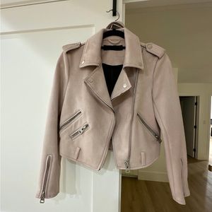 Zara crop pink moto jacket